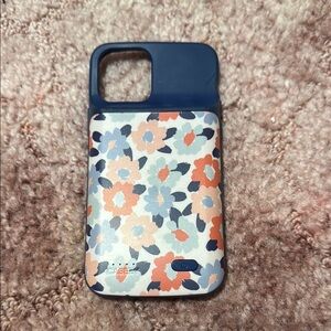 Floral Pattern Phone Case - Blue and Orange